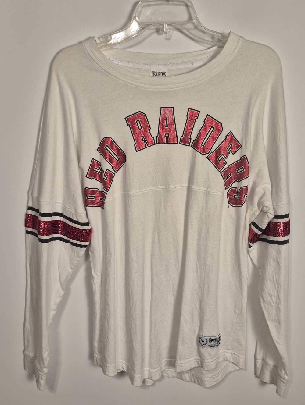 PINK Victoria’s Secret Red Raiders Sequin Sleeve Long Sleeve Tee S/P